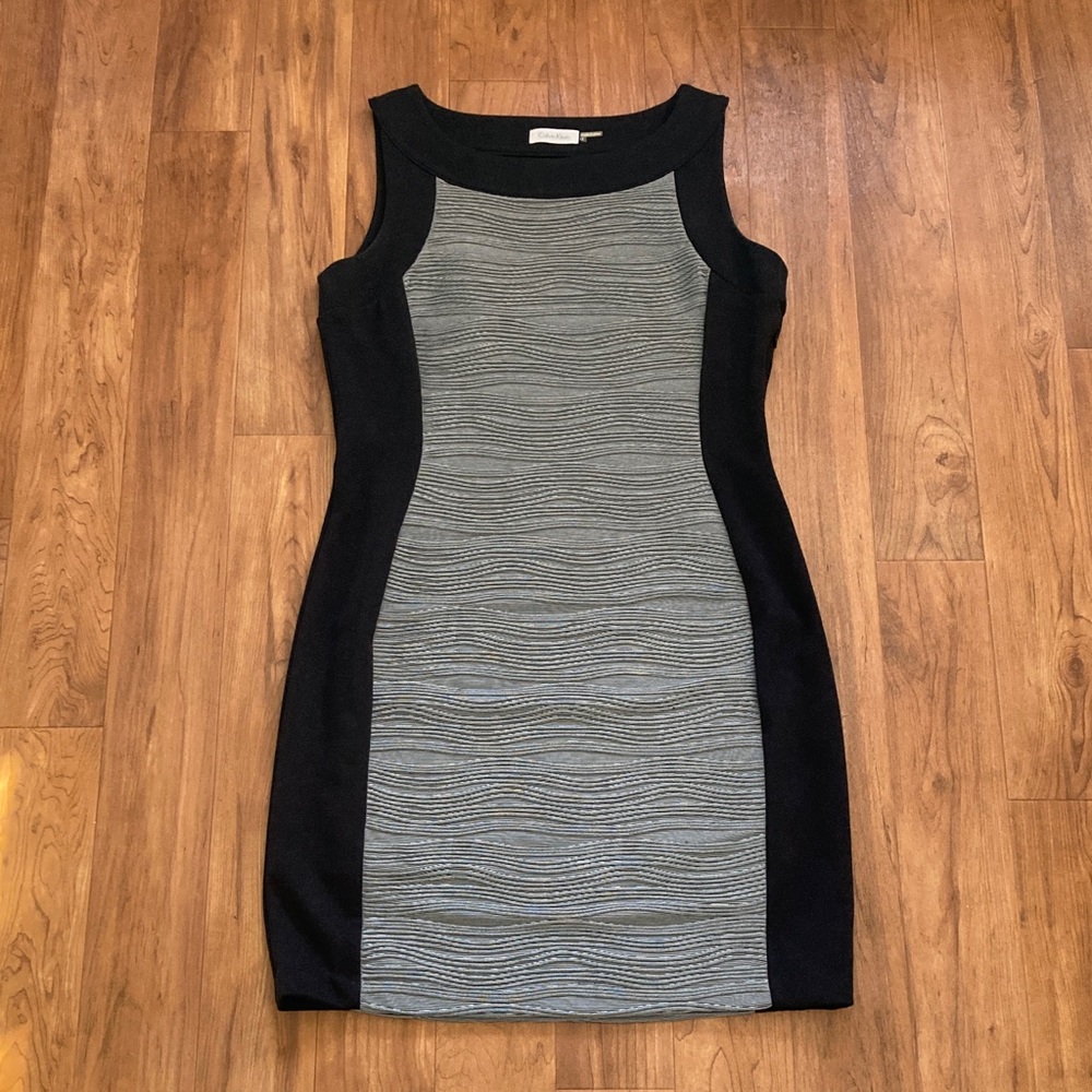 Calvin Klein Black and Gray Mini Dress